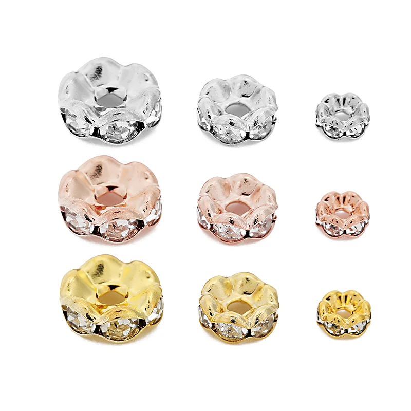 Бусины-разделители с кристаллами 4/6/8 мм 100 шт.