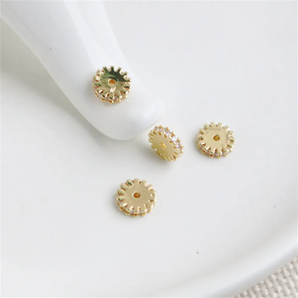 

14k Pack Gold Color Preserving Zircon Gear Spacer Bead DIY Spacer Handmade Jewelry Bracelet Necklace Spacer Flat Bead Accessorie