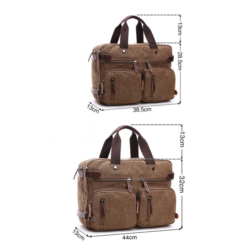 Casual Canvas Bag Business Briefcase Portable Messenger Shoulder Three-use Bag Large Can Hold 17 Inch Computer Bag