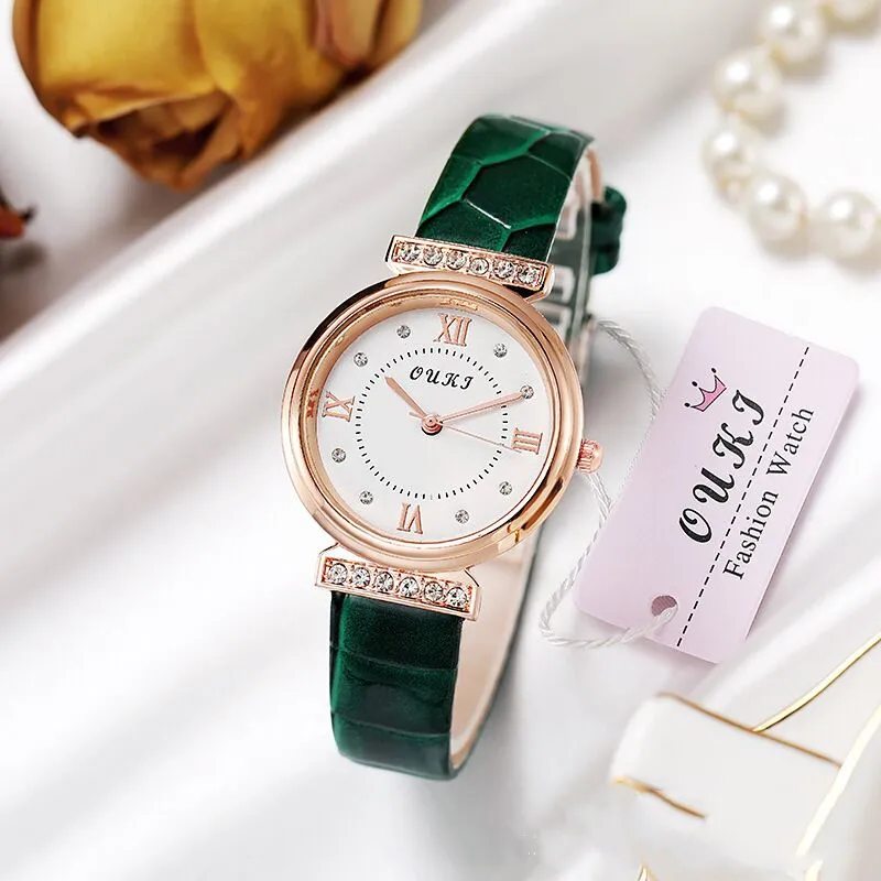 

Reloj Mujer Best Selling Small Size Round Crystal Leather Women Watch Casual Fashion Business Luxury Brand Quartz Watches