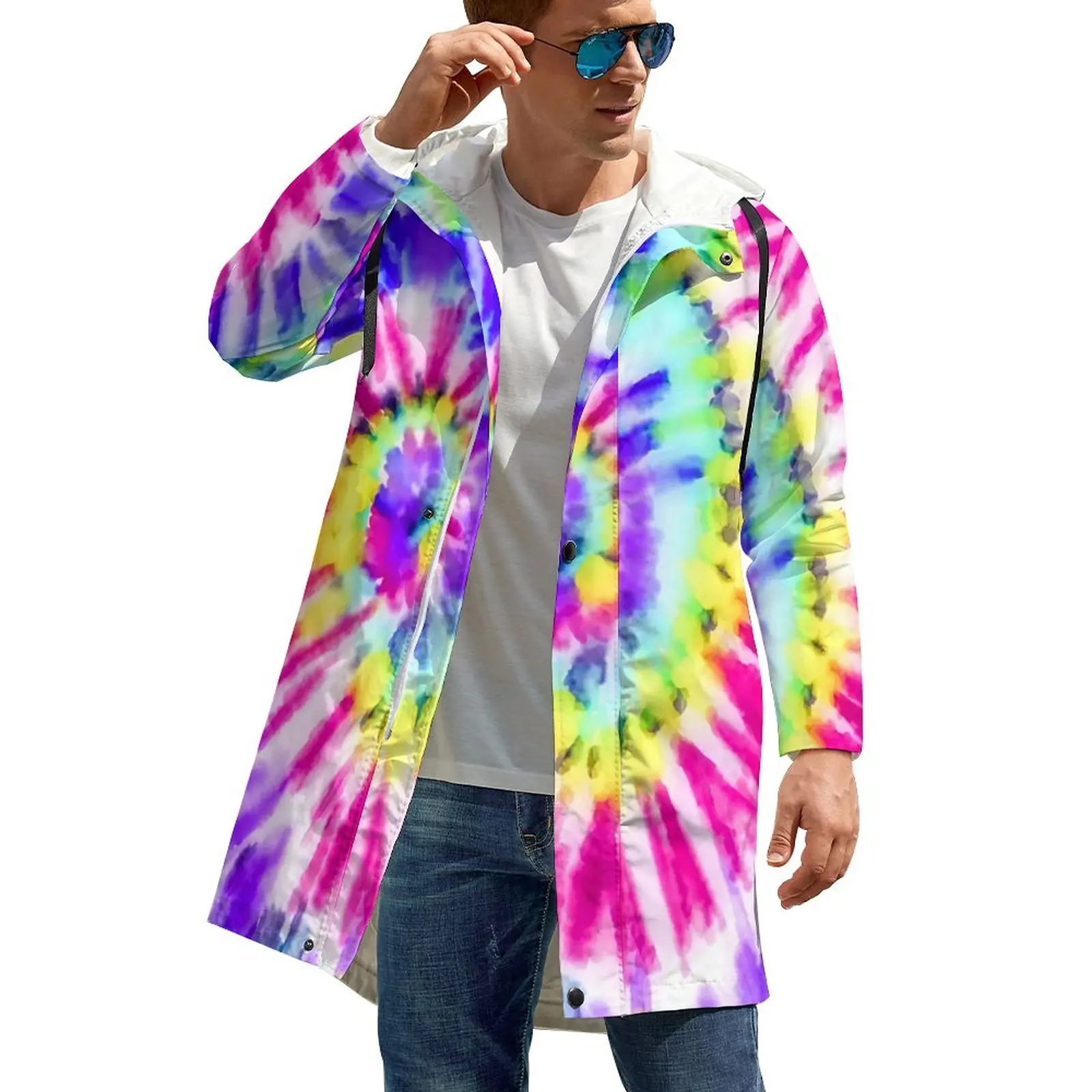 

Куртка мужская водоотталкивающая Длинная с принтом радуги, 4XL, 5XL, 6XL