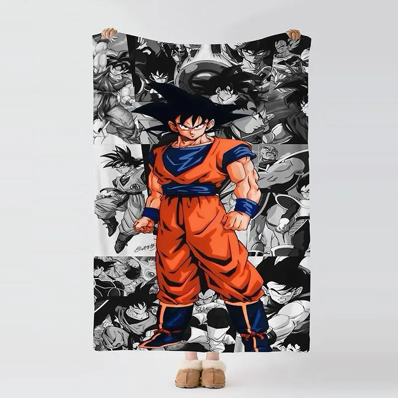 Фото Новое одеяло Dragon Ball Son Goku Kakarotte с высококачественным цифровым мультяшным принтом, мягкое и теплое одеяло для дома и спальни, подарок на день рождения №4