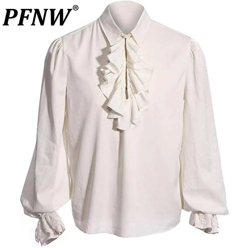 

Рубашка PFNW мужская с отложным воротником, модная винтажная Повседневная Длинная однотонная в английском стиле, в стиле панк, 12A7364, весна-осе...