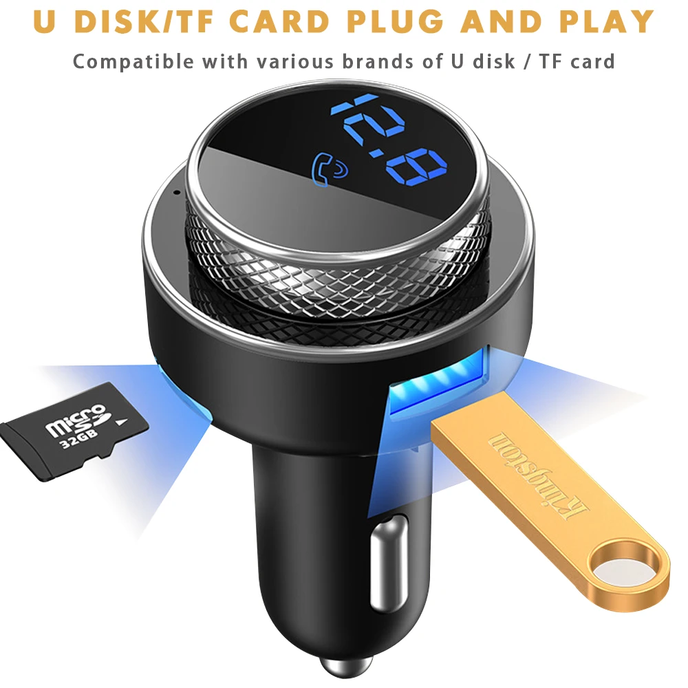 

New FM Transmitter for Car Fast Charger QC3.0 USB Charger Car USB Charger MP3 Player 5.0 Handsfree Wireless Car Kit