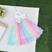 2022 kids costume dresses for girls colored flower sleeveless suspender children one piece dress ball grown party princess frock