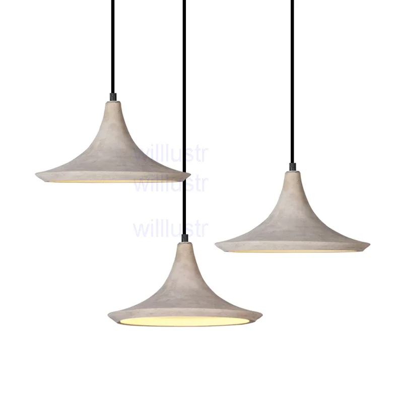 Цементный подвесной светильник из натурального бетона скандинавская потолочная