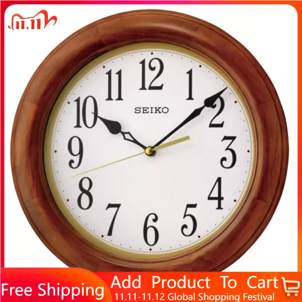 

Wall Clocks Round Light Brown Wall Clock Free Shipping Traditional Analog Decor Decororation Digital Home Garden