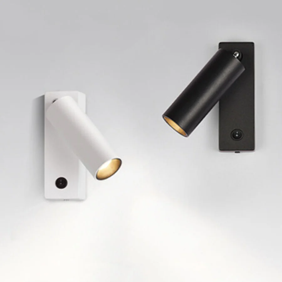 

Современные Простые прикроватные настенные лампы для чтения для кабинета, спальни, 5 Вт, с переключателем, регулируемый на 350 ° + 90 °, лампа-прожектор для чтения для комнаты в отеле