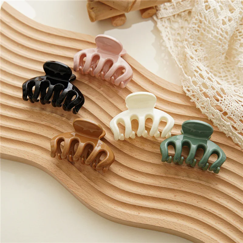 

Vintage Crab Hair Clip For Girl New Fashion Plastic Hair Claw Women Hair Accessories Geometry Solid Color Hairpins Headwear Gift