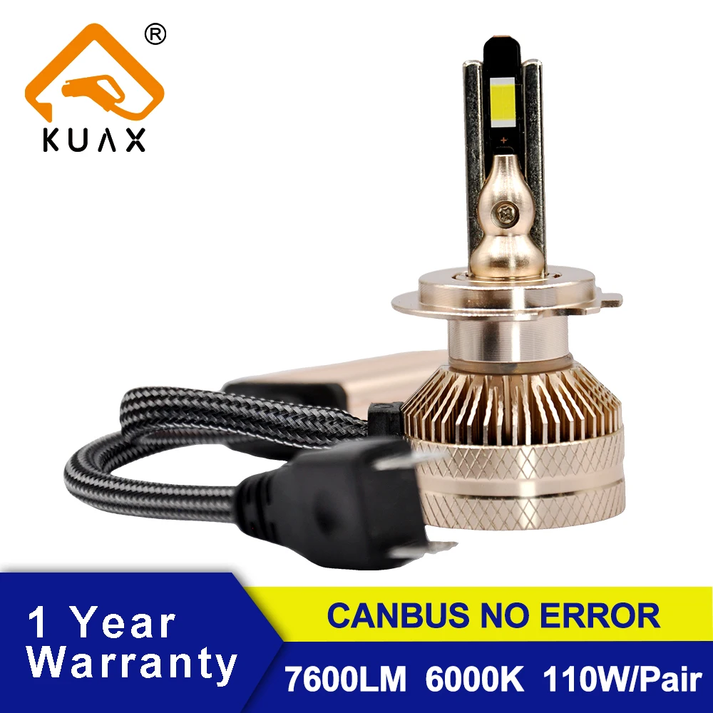 110W H7 Светодиодная лампа для фар H3 H4 H11 HB3 авто лампы Мини-размер 7600LM Супер яркий