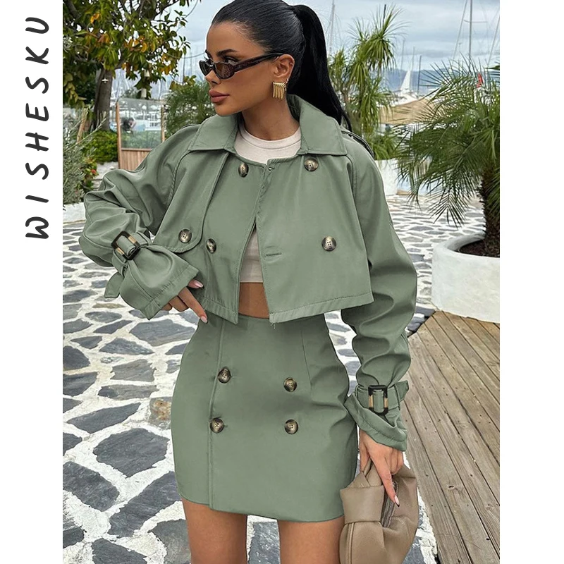 Свободные зеленые комплекты из 2 предметов женские костюмы осень 2024 элегантный