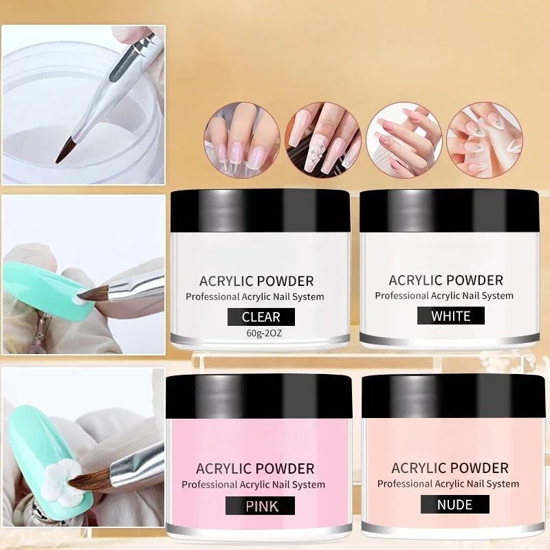 Профессиональная акриловая пудра для ногтей прозрачная/натуральная/Розовая