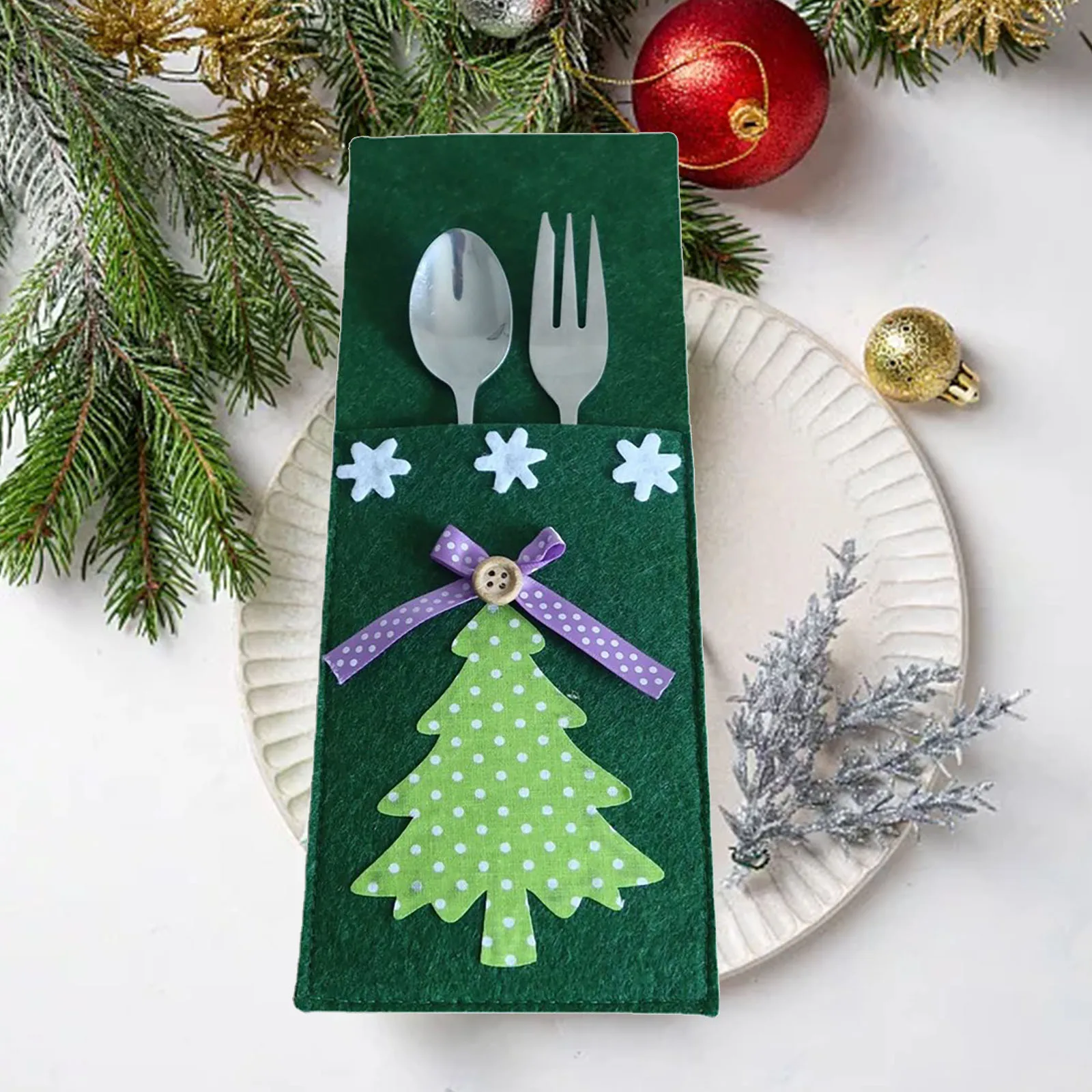 

Christmas Cutlery Storage Bag Party Table Supply Felt Party Storage Bag Supplies Christmas Tree Christmas Cutlery Storage Bag