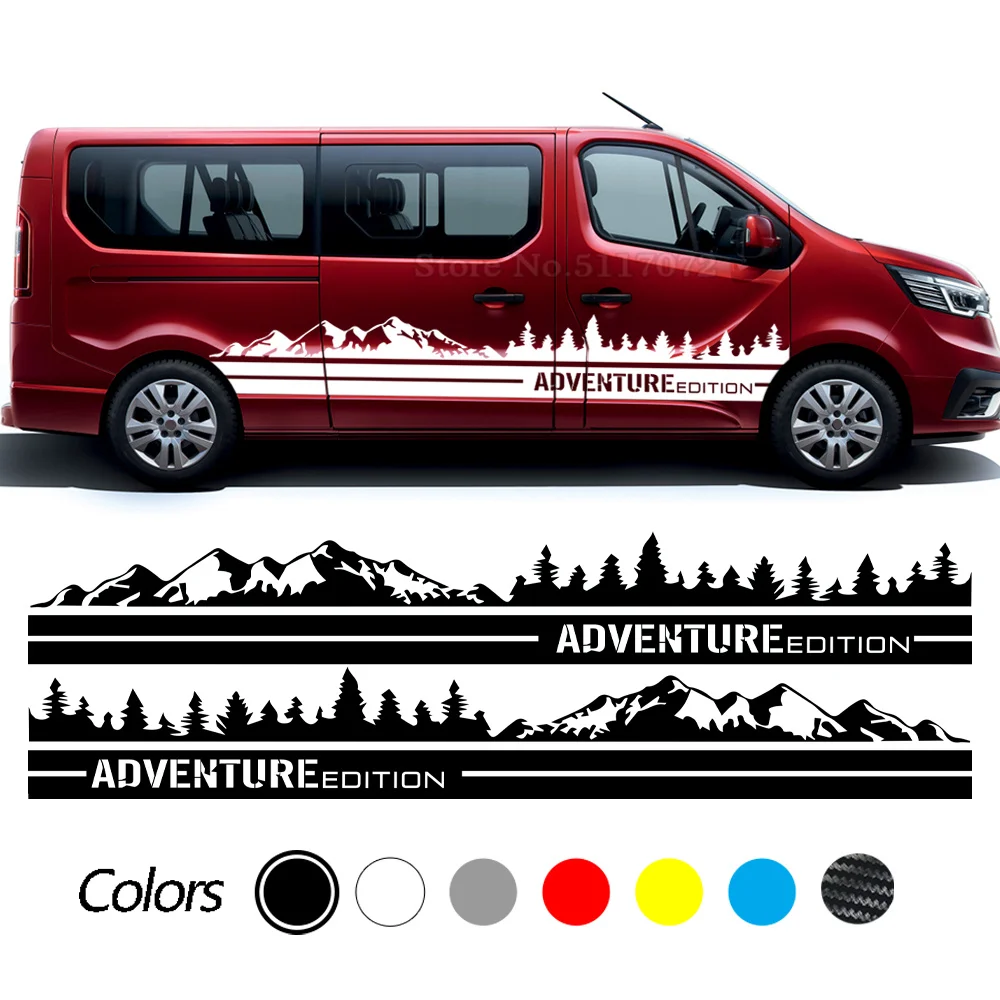 

2PCS Car Door Stickers For Renault Trafic 3 2 MK1 MK2 MK3 Tuning Accessories Camper Van Side Stripes Graphics Vinyl Film Decals