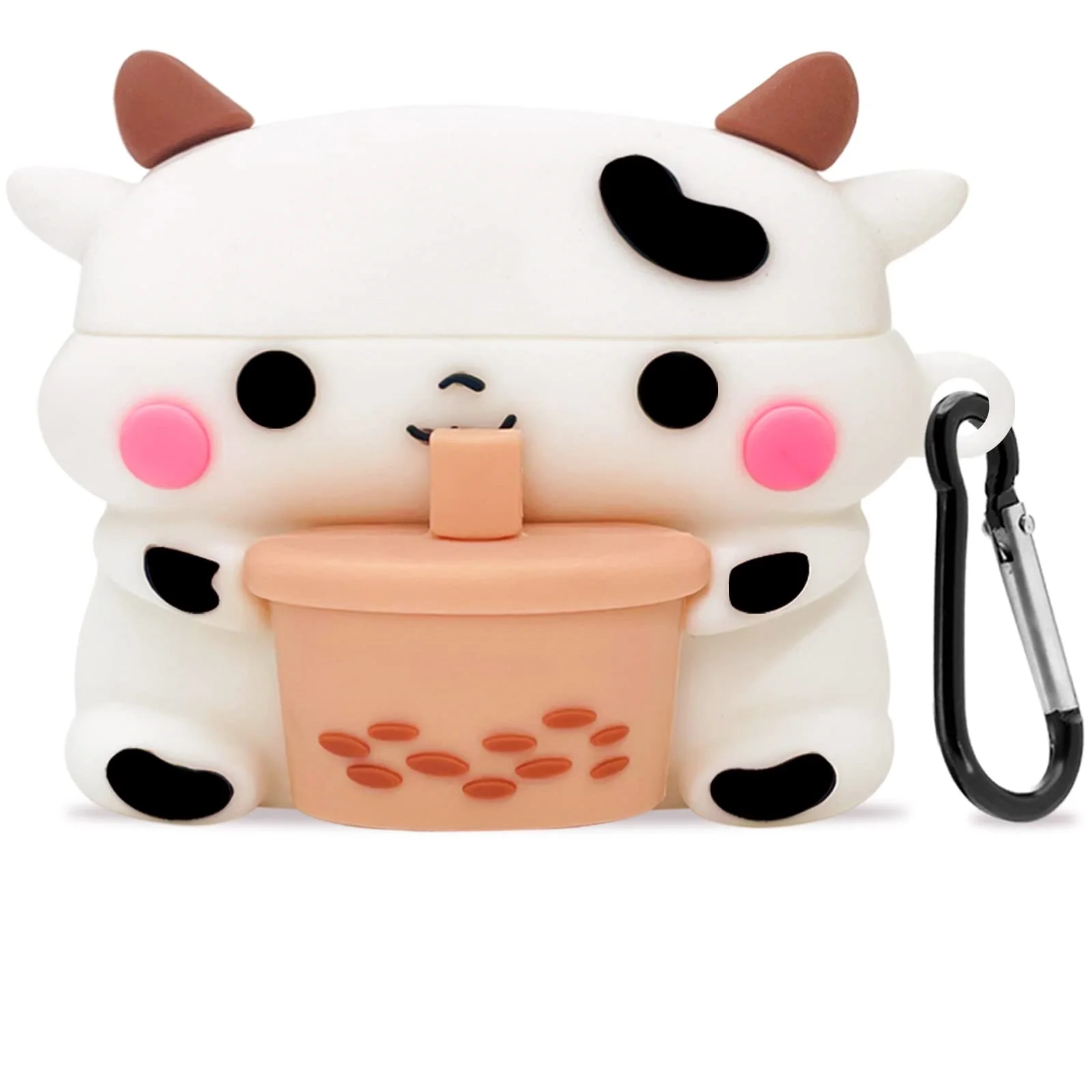 

Boba Tea Cow Cute AirPods Pro Case with Keychain, 3D Cartoon Design Soft Silicone Full Protective Cover for Earphone 123