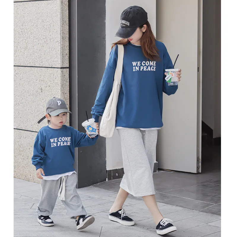 

Family Look Sweatshirts Dad Mom And Daughter Son Matching Clothes Korean Fashion Autumn Children's Clothing Women Girl Boy Tops