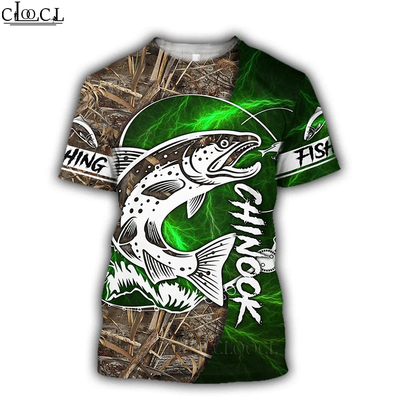 

HX Newest Summer Fashion Chinook Fishing Salmon Camo Men Women T Shirt 3D Print Harajuku Streetwear Couple Tops Drop Shipping