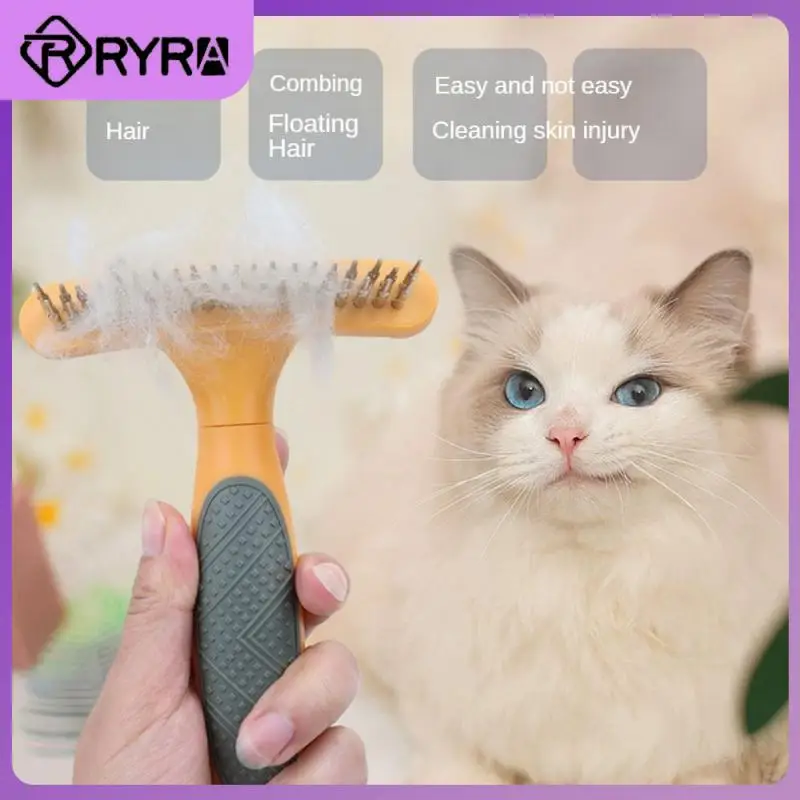 For Dogs & Cats Double-Row Rake Comb Dematting Tool  Pets Grooming  Brush  Remove Knots Tangles Easily Rake Hair Removal Comb
