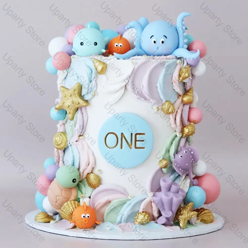 22 шт. морские животные топперы для торта розовые синие шарики Милая Рыба черепаха
