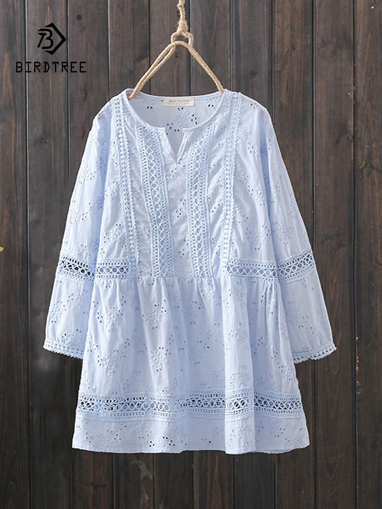Новинка Весенняя хлопковая рубашка с вышивкой женские топы в литературном стиле