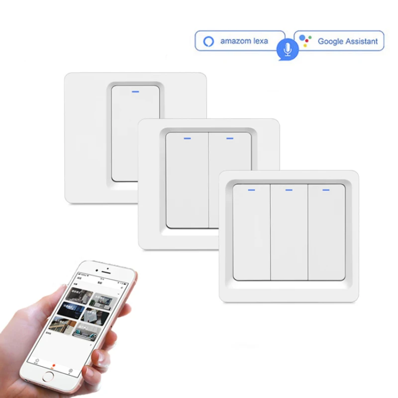 

Умный Wi-Fi, настенный выключатель, проводной, нейтральный, беспроводной, умное управление жизнью, сенсорная, стандартная EU кнопка для Alexa Home, IFTTT Life App