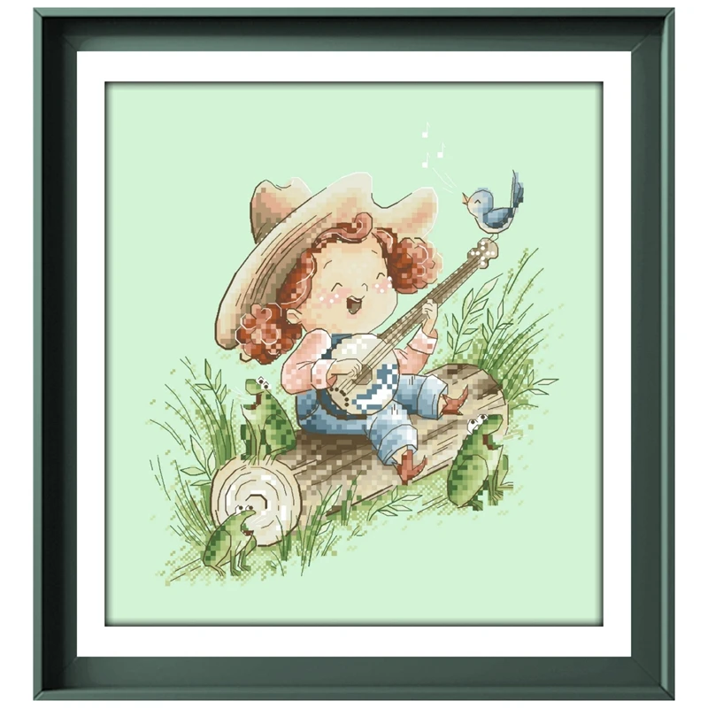 

A Song cross stitch kit aida fabric 18ct 14ct 11ct light green canvas cotton silk thread embroidery kits DIY craft set