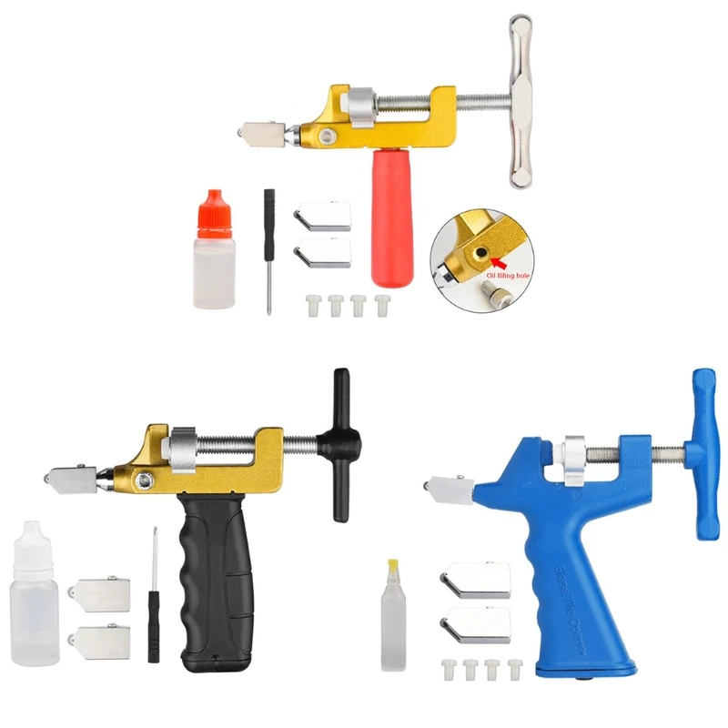 

Manual Tile Cutter 2 in 1 Glass Oil Injection Mirror Cutting Kit Hand Tool for Home Cutting Glass Ceramic Tile Glazed