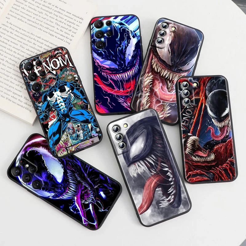 

Marvel Venom Hero For Samsung Galaxy S23 S22 S21 S20 Ultra Plus Pro S10 S9 S8 S7 4G 5G Silicone Soft Black Phone Case Coque Capa