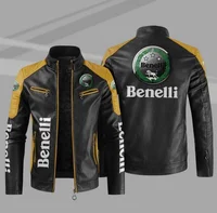 2022 Fashion New Mens Vintage Benelli motorcycle Jacket Biker Leather Jacket Male Embroidery Bomber Coat Pu Overcoat