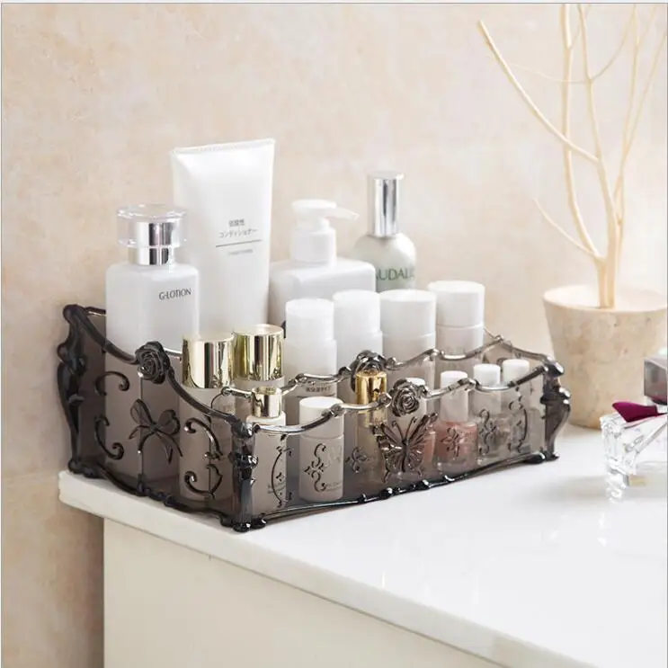 

Transparent plastic desktop cosmetic storage box European-style household goods bathroom storage box