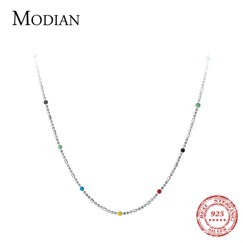 Цепочка Modian из стерлингового серебра 925 пробы женская, модное ожерелье с кристаллами радужного цвета, блестящий Простой Длинный чокер, изыс... (art.: 3920be8cb4bc0) - 3920be8cb4bc0
