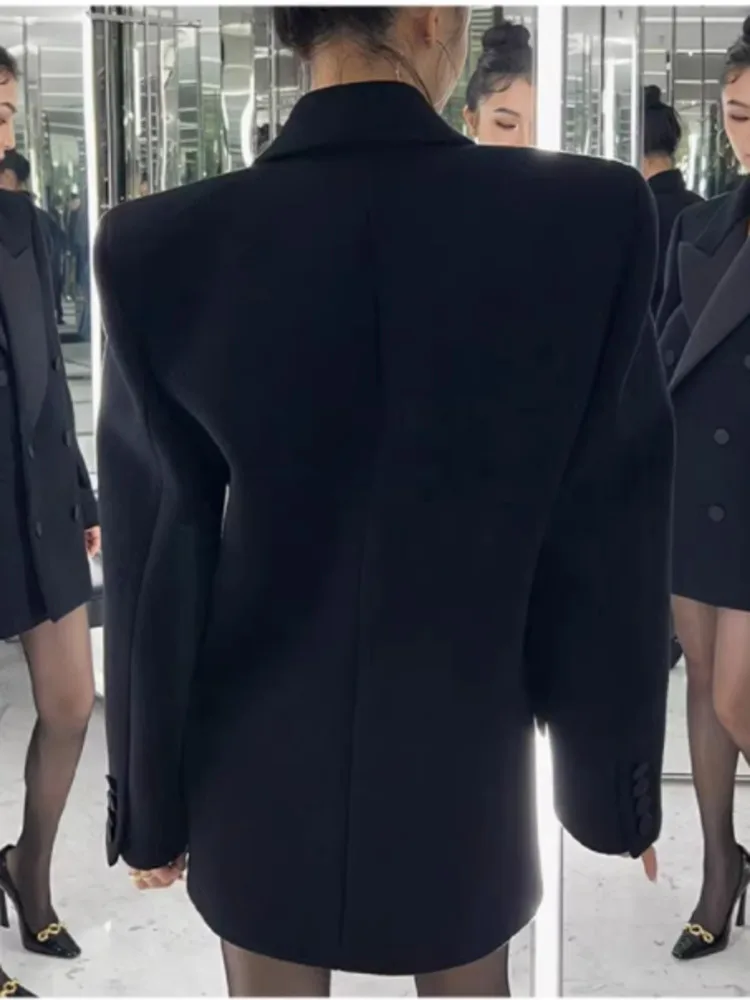 [Oein] Осень 2024 маленькая нишевая Высококачественная Черная куртка с подкладкой на