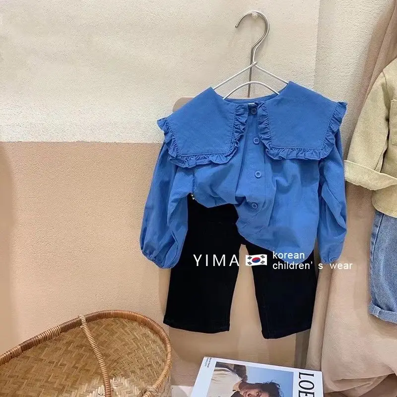 

2022 Spring Autumn Girls Fashion 2pcs Suit Baby Kids Children Clothing Set Including Blouse+ Pant