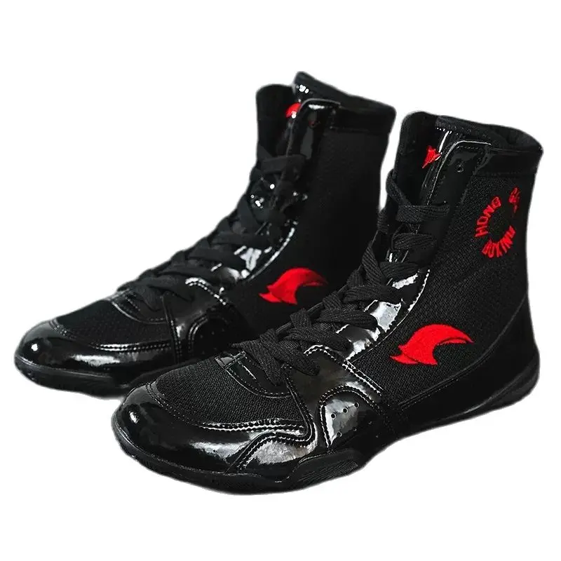 High Top Unisex Boxing Shoes Professional Wrestling Fighting Weightlifting Shoes Breathable Wrestling Sneaker Anti-Slip Sole