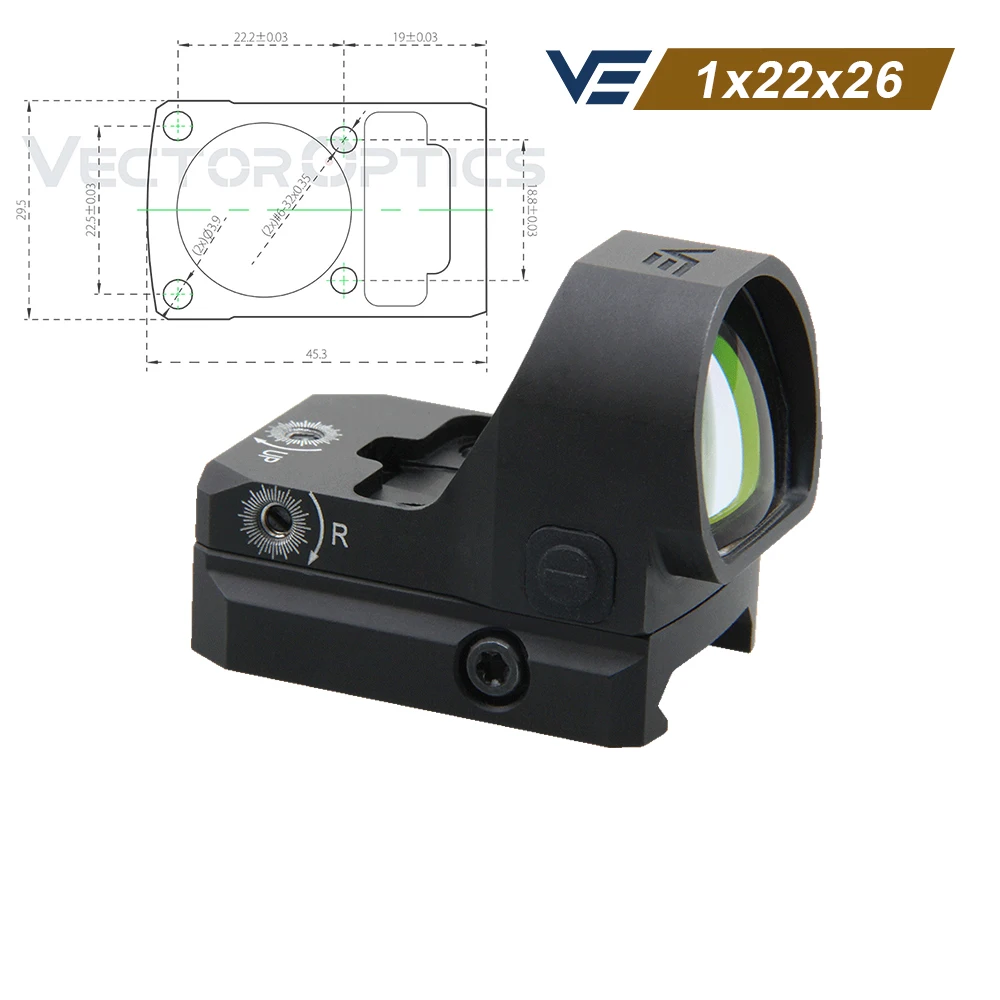 

Vector Optics Frenzy 1x22x26 MOS Red Dot Sight 3MOA Size IPX6 Water Proof With Motion Sensor Auto Shut-off For Pistol Glock