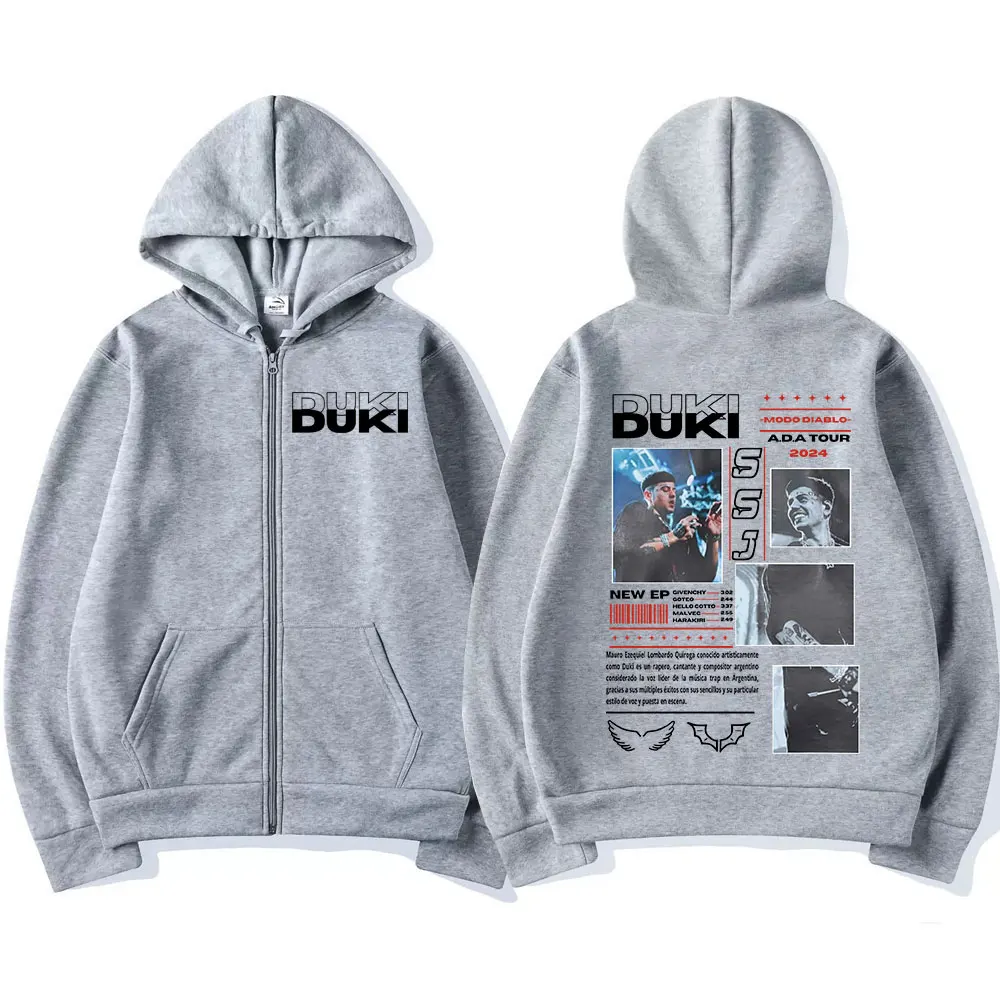 Рэпер Duki ADA Tour 2024 толстовки на молнии мужская и женская одежда модные свободные с