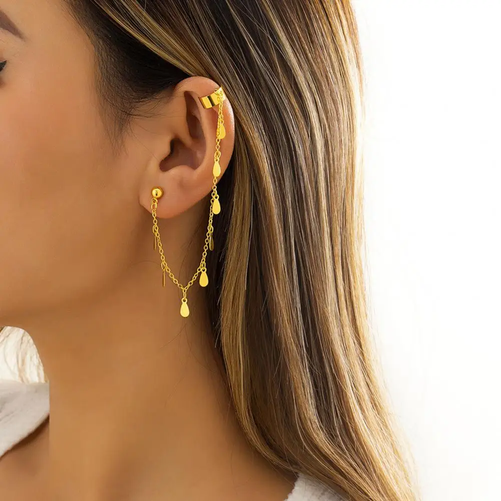 

Ladies 1Pc Popular Electroplating Long Lasting Clip Earring Jewelry Earring Faux Pearls for Holiday