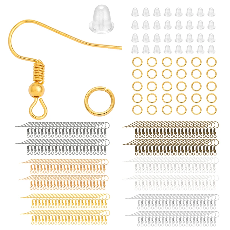

300 шт./лот серьги-Крючки открытые соединительные кольца затычки для ушей набор затычек для ушей рыболовные Крючки Комплект для изготовления ювелирных изделий для самостоятельного изготовления сережек аксессуары