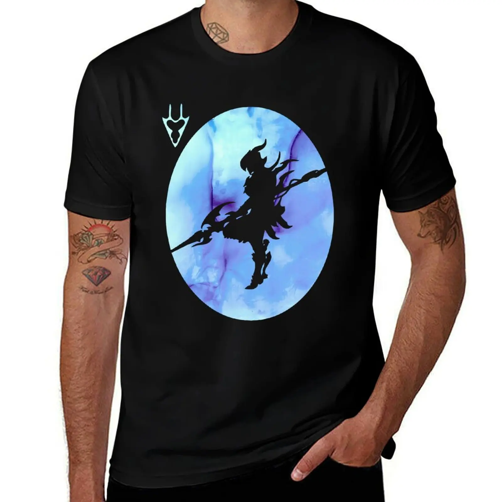 Фото Футболка FFXIV Dragoon Silhouette, удобная футболка больших размеров №1