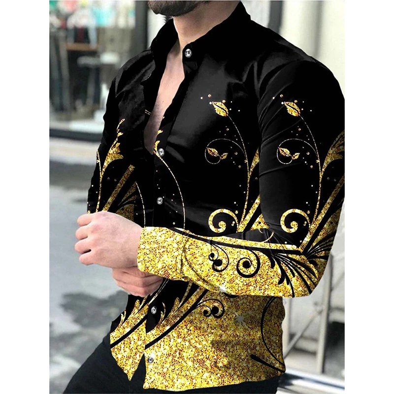 Luxury Mens Shirts Turn Down Collar Casual Designer Eyeglass Print Button Down Shirt Long Sleeve Tops Mens Clothing Prom Cardiga