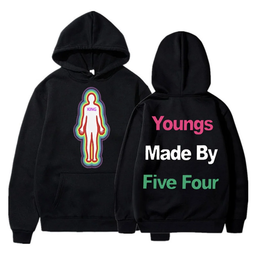 Youngs Made By Five Four Printed King Men's Hip Hop Streetwear Men Women Fleece Hoodies Vintage Couple Fashion Sweatshirts