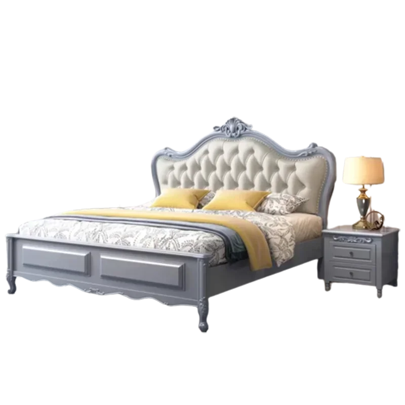 Скандинавская корейская двуспальная кровать современное изголовье из белого