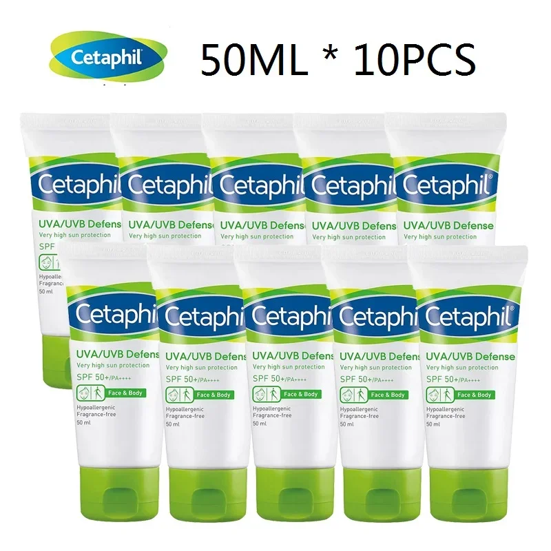 

10PCS Cetaphil Sunscreen UVA/UVB Defense Very High Sun Protection SPF 50+/PA++++ Sunscreen For Face & Body 50ml