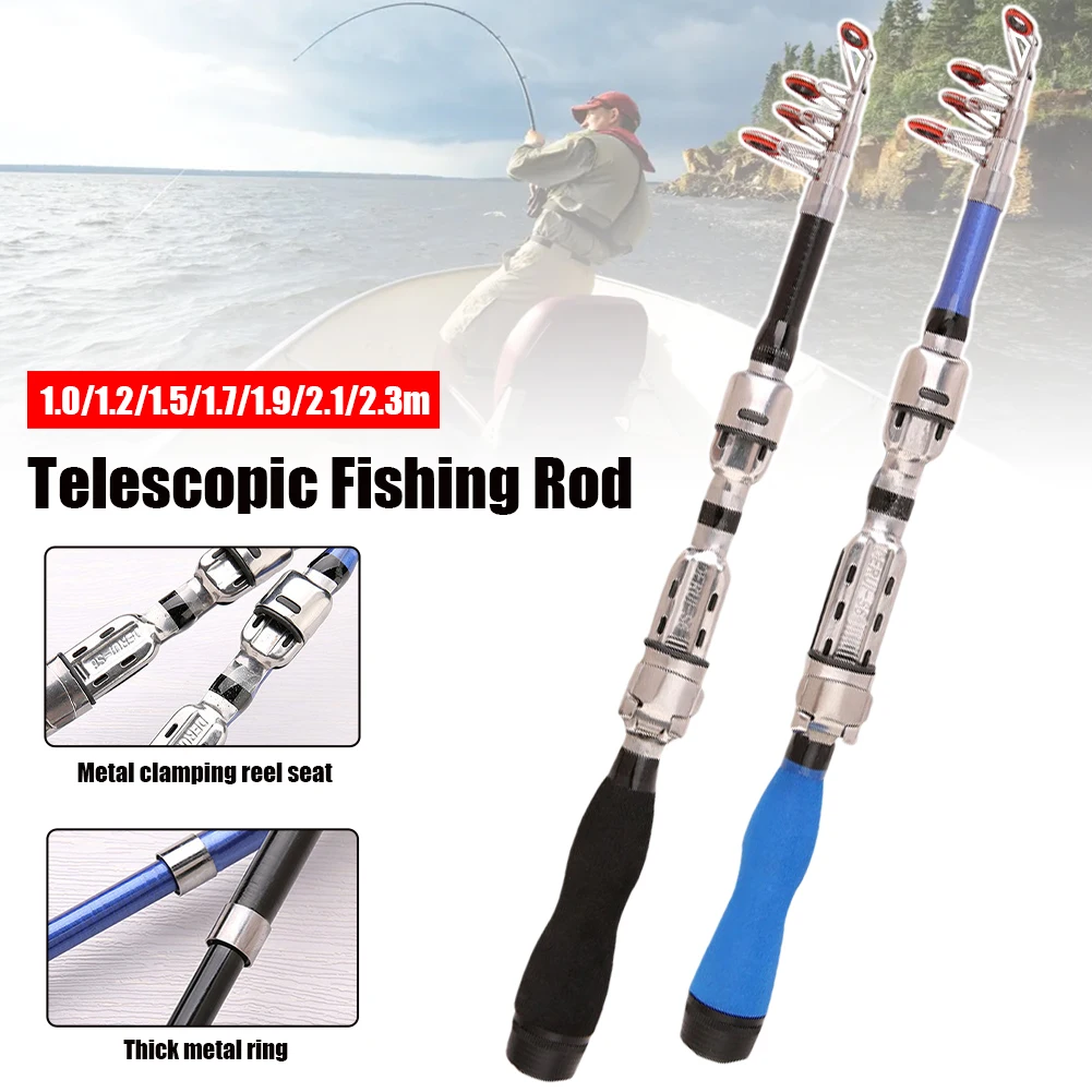 

Telescopic Mini Fishing Rods Extandable Ice Fishing Rods Ceramic Guide Portable Saltwater Freshwater Fishing Accessories 1m-2.3m