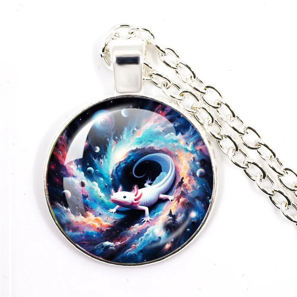 Axolotl ожерелье из мультфильма стеклянный купольный кабошон с подвеской Модная
