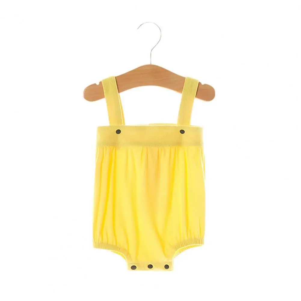

Solid Color Pretty Summer Indoor Infant Strap Romper Suit Buckle Design Baby Romper Adorable for Bedroom