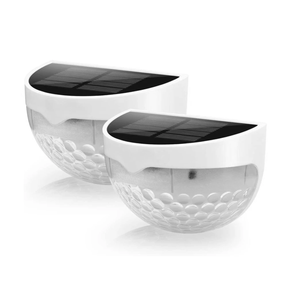 

Pack of 2 Solar Powered Garden Fence Light 1.2W Outdoor Sensor LED Stair Wall Mounted Lamps Rechargeable Pathway Lighting