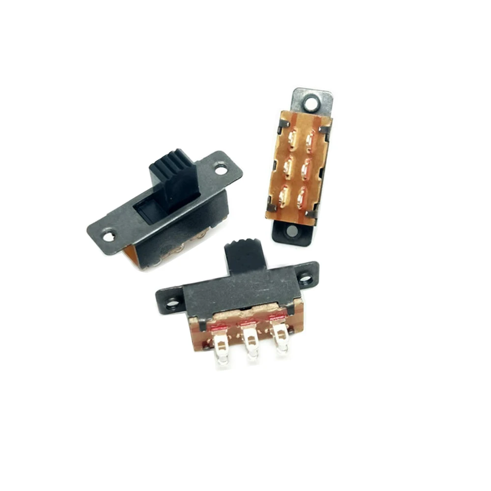 

10Pcs Slide Switch 2 Position 6 Pins With Fixed Hole Handle High 7mm DPDT 2P2T SS22F25G7 SS22F25-G7 Toggle Switch 125VAC