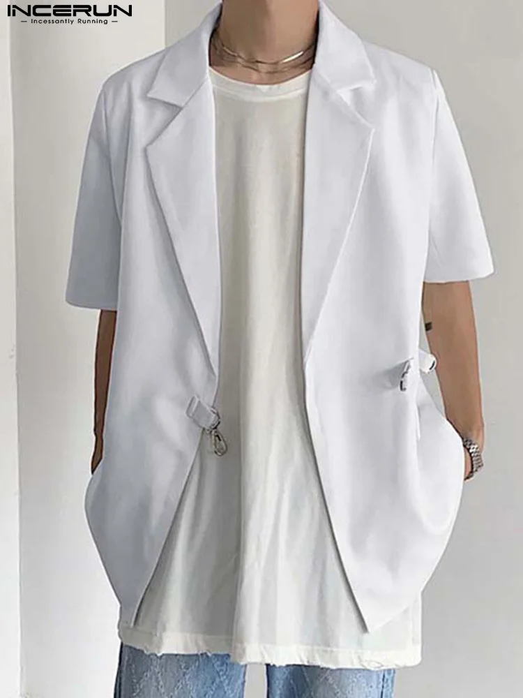 

Handsome Well Fitting New Men's Blazer Loose Comfortable Male Solid All-match Tops Short Sleeved Suits Coats S-5XL INCERUN 2022