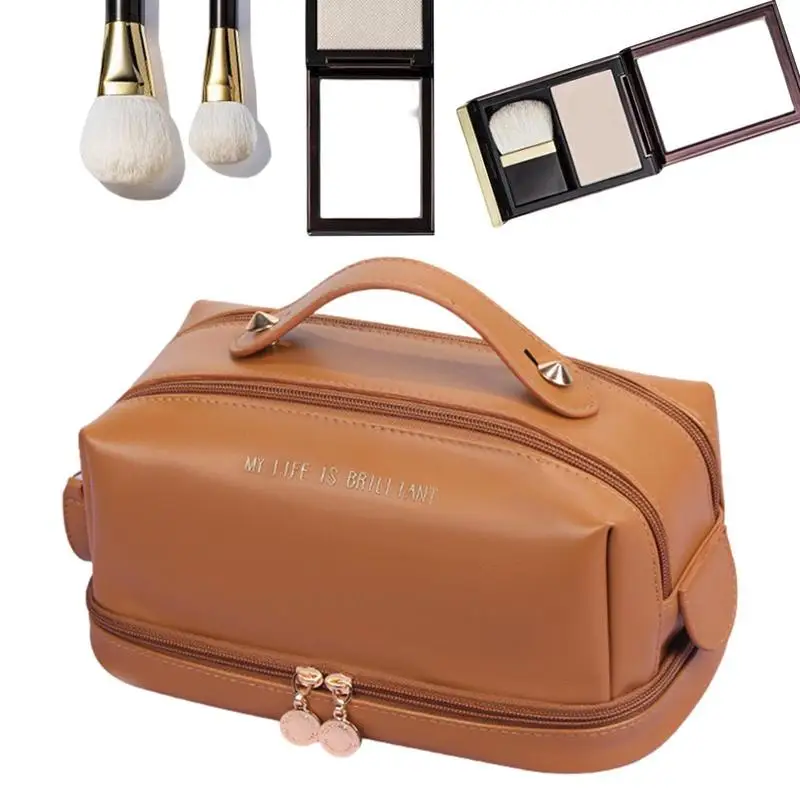 

Женская косметичка из искусственной кожи, дорожный органайзер для хранения туалетных принадлежностей, водонепроницаемая женская косметич...